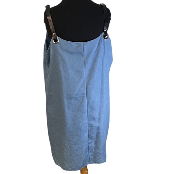 Mod‎ X Women's Leather Strap Mini Light Blue Dress, Size Large - Picture 3 of 8